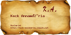 Keck Annamária névjegykártya